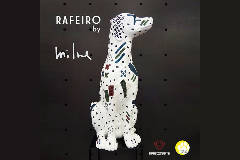 Rafeiro cão de louça na apaixonarte