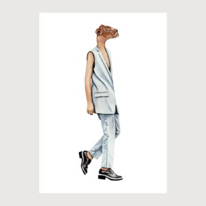 lion with a suite illustration by karina krumina