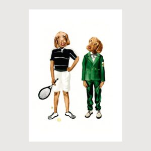 caes jogar tenis ilustracao karina krumina