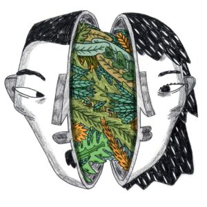 homem e mulher unidos pela natureza