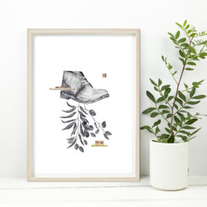 pencil drawing with shoe framed