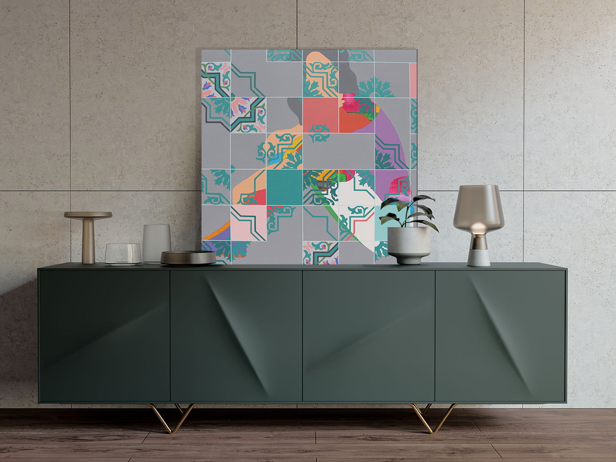 entre-paredes-#43-Lara-Roseiro-0 Pormenor da decoração da sala de estar com pintura de lara roseiro