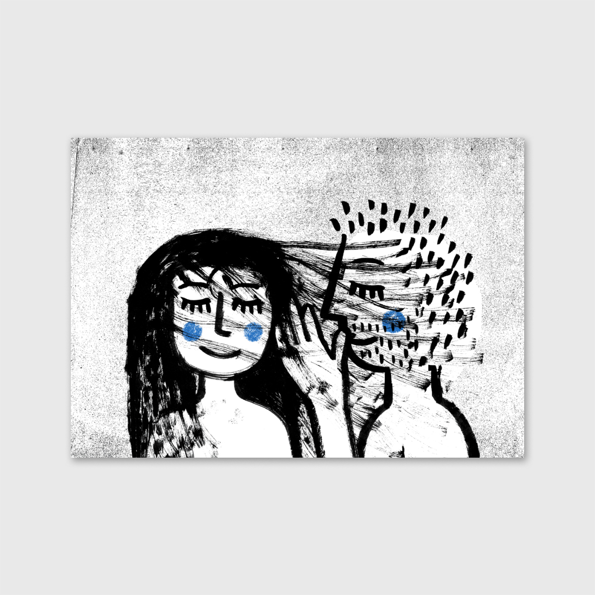 BarbaraR-o-vento-que-vem-apaixonarte012 Ilustração que retrata alguém a segredar ao ouvido de outra pessoa por Bárbara R.