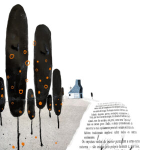 Ilustração de uma casa no campo por Vitor Hugo Matos