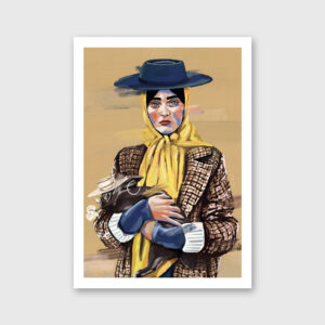 ilustração de uma mulher a segurar um coelho por Marita