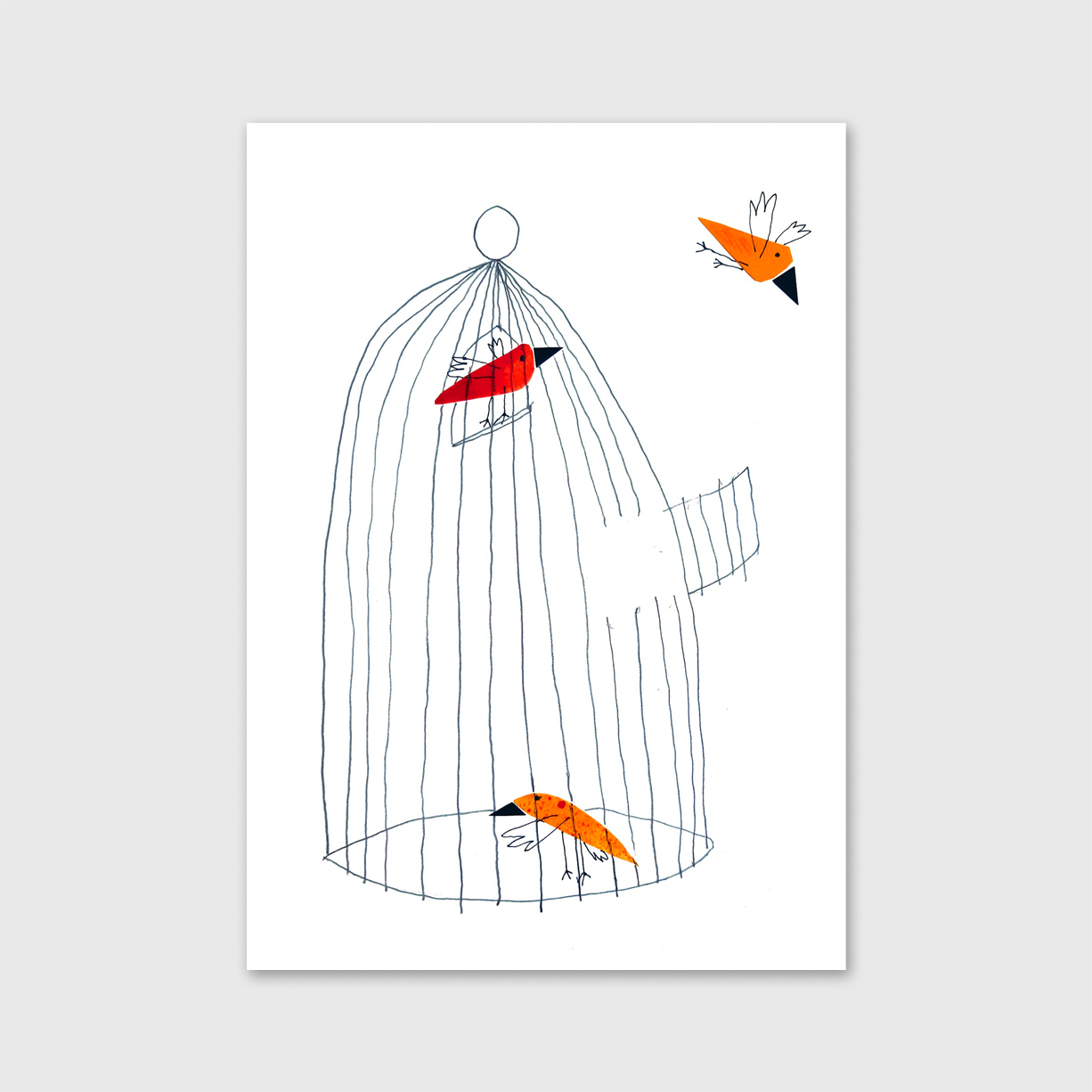 liberdade-hugo-matos-apaixonarte-01 Birds and an open cage illustration by Vitor Hugo Matos