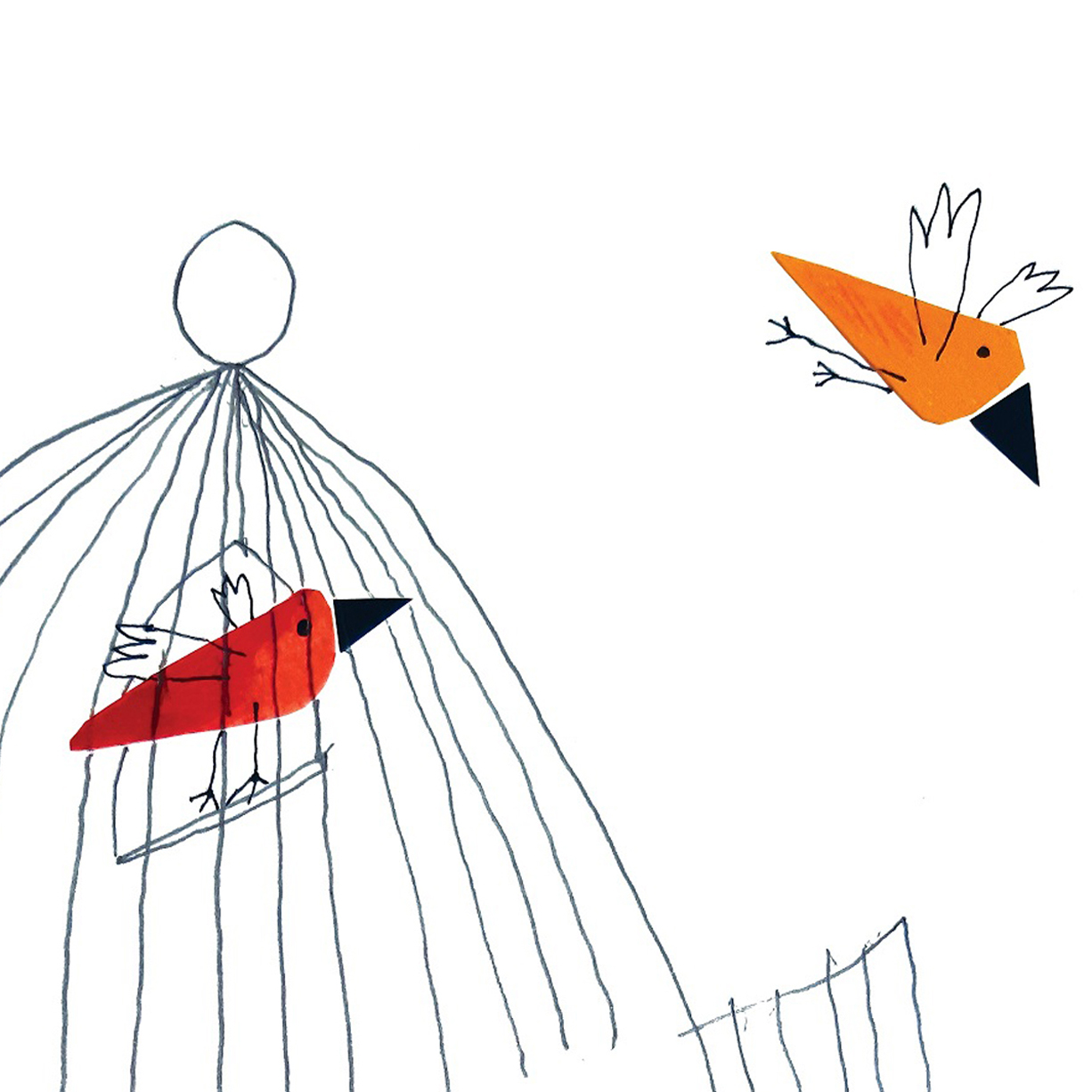 liberdade-hugo-matos-apaixonarte-02 Birds and an open cage illustration by Vitor Hugo Matos