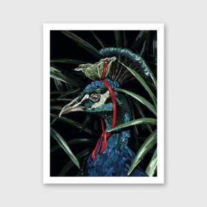 Ilustração de um pavão com uma couve na cabeça por Marita