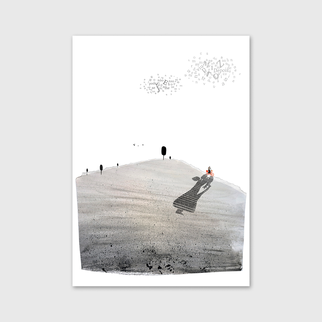 profissao-avo-hugo-matos-apaixonarte-01 Ilustração de um homem a andar de bicicleta no campo por Vitor Hugo Matos