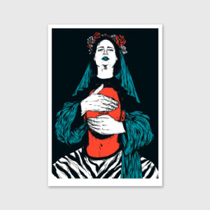 woman blinding a man Illustration of Nicolae Negura at Apaixonarte gallery