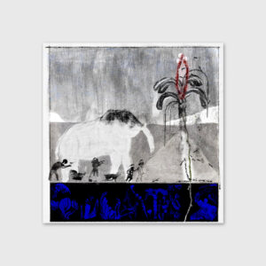 Illustration portraying an elephant and ants by Eva Evita