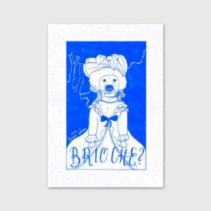 Illustration recreating "Marie Antoinette" with a dog by Sara Felgueiras.