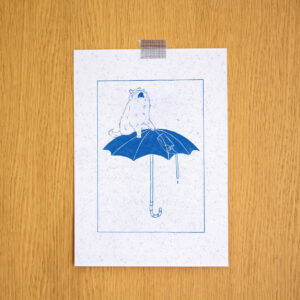 Illustration recreating the "Hegel's Holiday" with a cat by Sara Felgueiras.