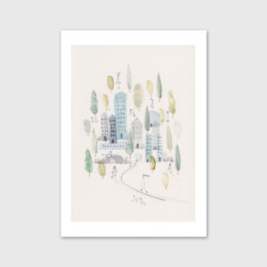 Ilustração de uma cidade por Constança Duarte.