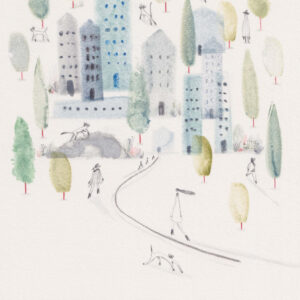 Ilustração de uma cidade por Constança Duarte.