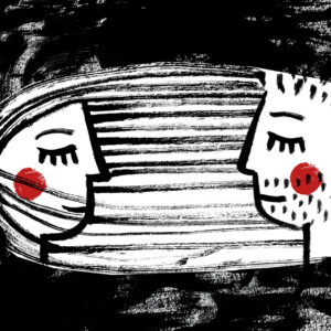 Ilustração que retrata um par por Bárbara R.