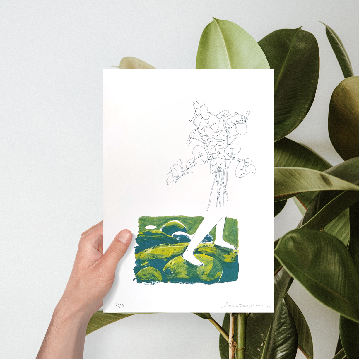 pés-e-musgo-bina-tangerina-apaixonarte-02 Risography print by Bina Tangerina