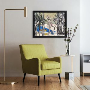 Mixed media art piece by magriço on a wall