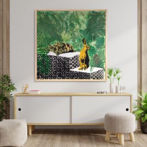 Mixed media art piece by magriço on a wall