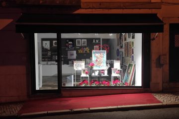 Christmas window display at night