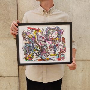 Someone holding Rita Ravasco's abstract drawing