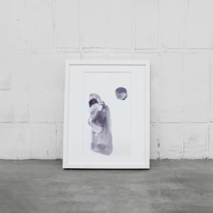 Watercolor by Dylan Silva on frame by the wall