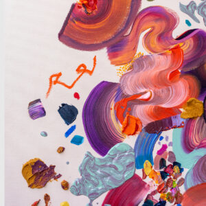 Colorful abstract painting by Sara Atrouni detail.