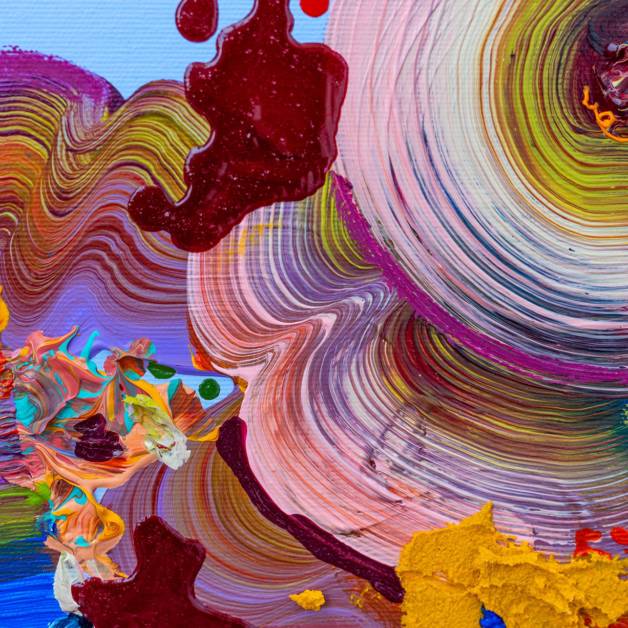 Rain-under-the-bow-sara-atrouni-apaixonarte-03 Colorful abstract painting by Sara Atrouni detail.