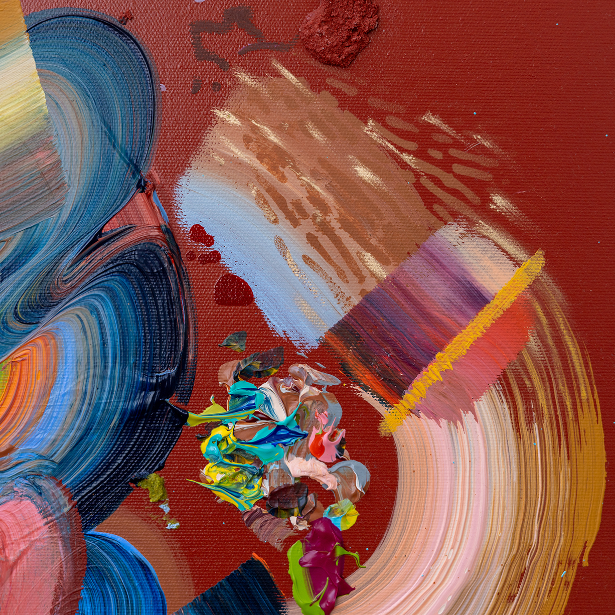 What-Goes-Around,-Comes-Back-Maybe-Like-a-Triangle-sara-atrouni-apaixonarte-02 Colorful abstract painting by Sara Atrouni detail.