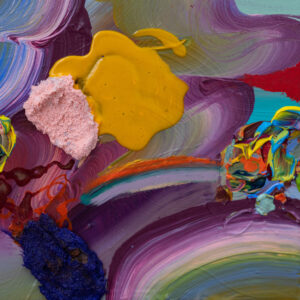 Colorful abstract painting by Sara Atrouni detail.