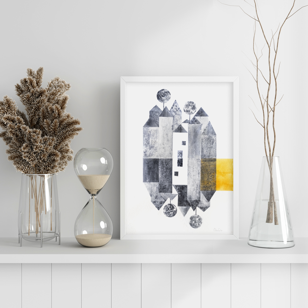 aguarelas-31-catia-freitas-apaixonarte02 Catia freitas collage on a frame on a shelf.